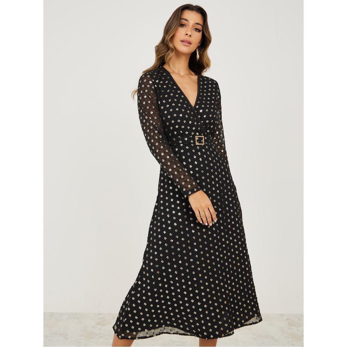 Styli Sequen Detail Buckle Detail Midi Dress-women-clothing-dresses-image-2