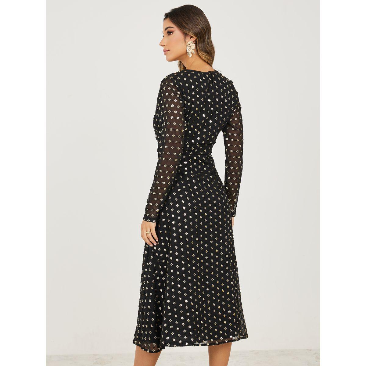 Styli Sequen Detail Buckle Detail Midi Dress-women-clothing-dresses-image-4