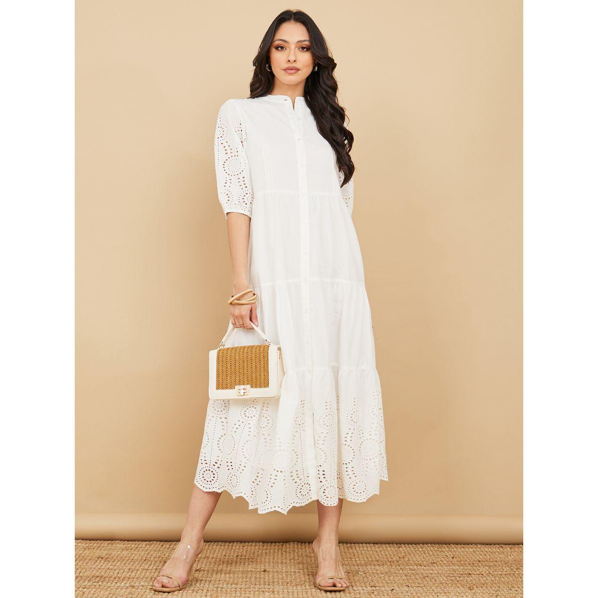 فستان ميدي مزين بفتحات صغيرة-women-clothing-dresses-image-1
