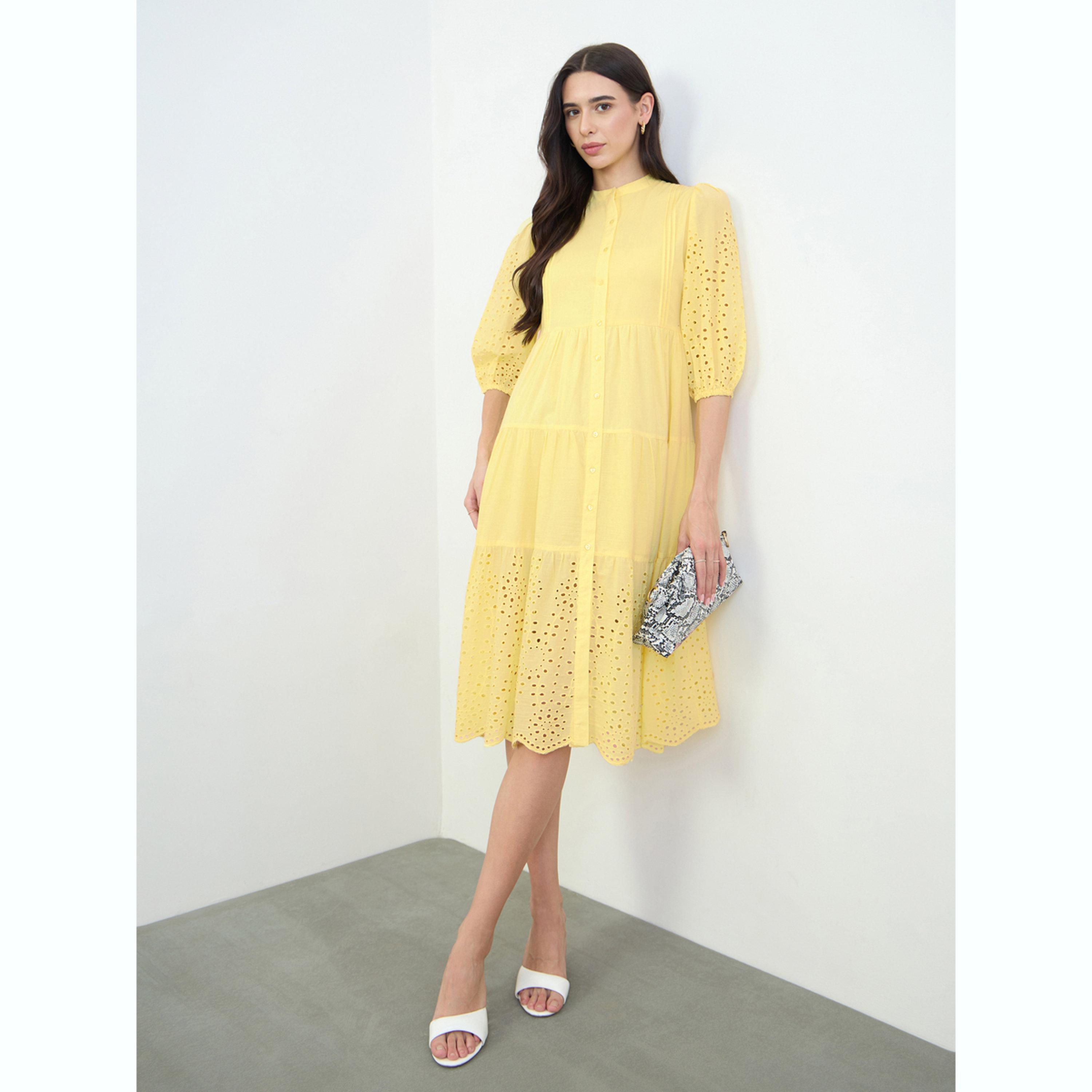 فستان ميدي بنمط قميص قطن بتفاصيل شيفلي-women-clothing-dresses-image-2