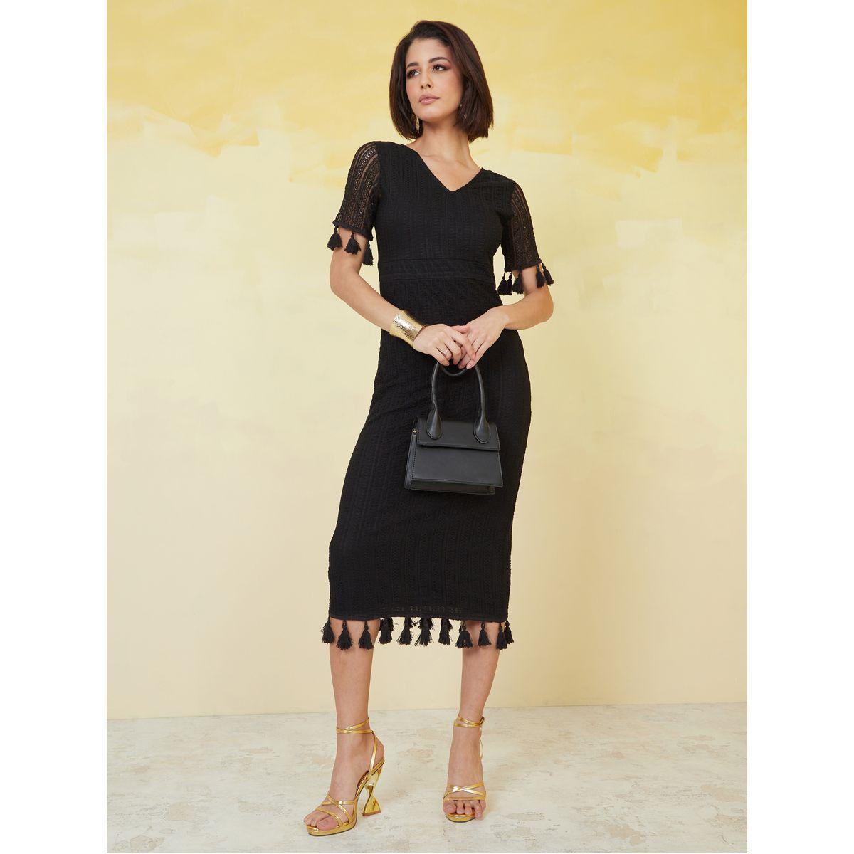 Styli Lace Insert Tassel Detail Bodycon Midi Dress-women-clothing-dresses-image-2