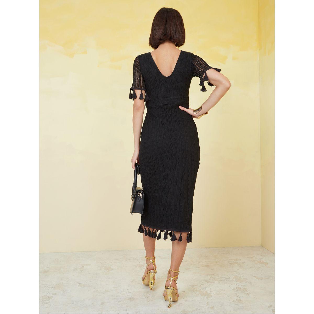 Styli Lace Insert Tassel Detail Bodycon Midi Dress-women-clothing-dresses-image-4