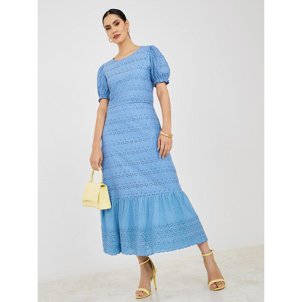 Styli Tie-Up Back Broderie A-Line Midi Dress-women-clothing-dresses-image-1