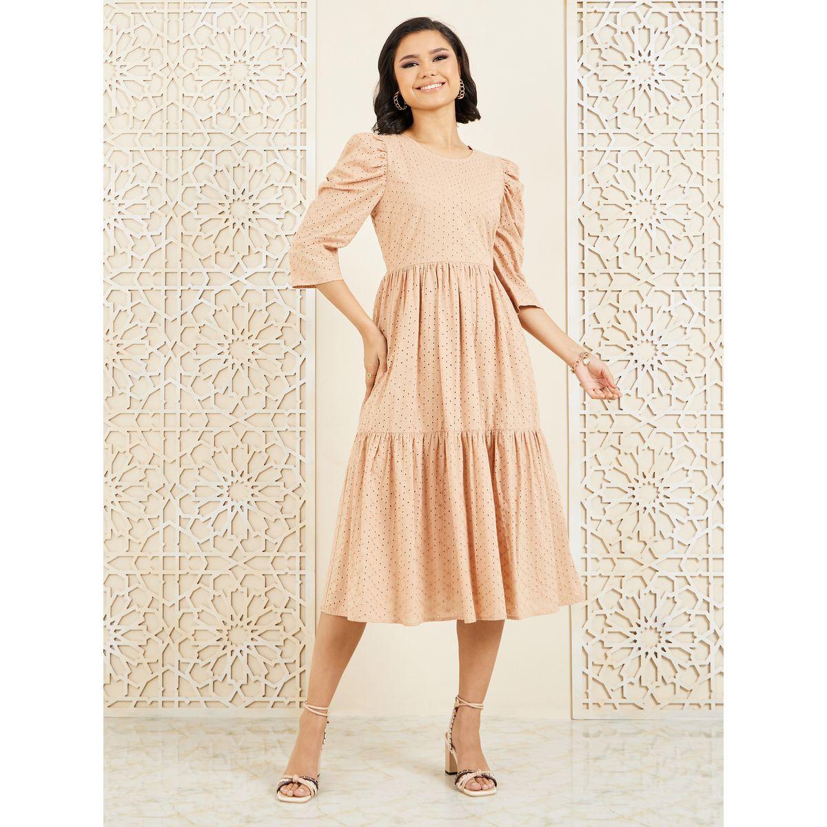 Styli Broderie Tiered A-Line Midi Dress-women-clothing-dresses-image-1