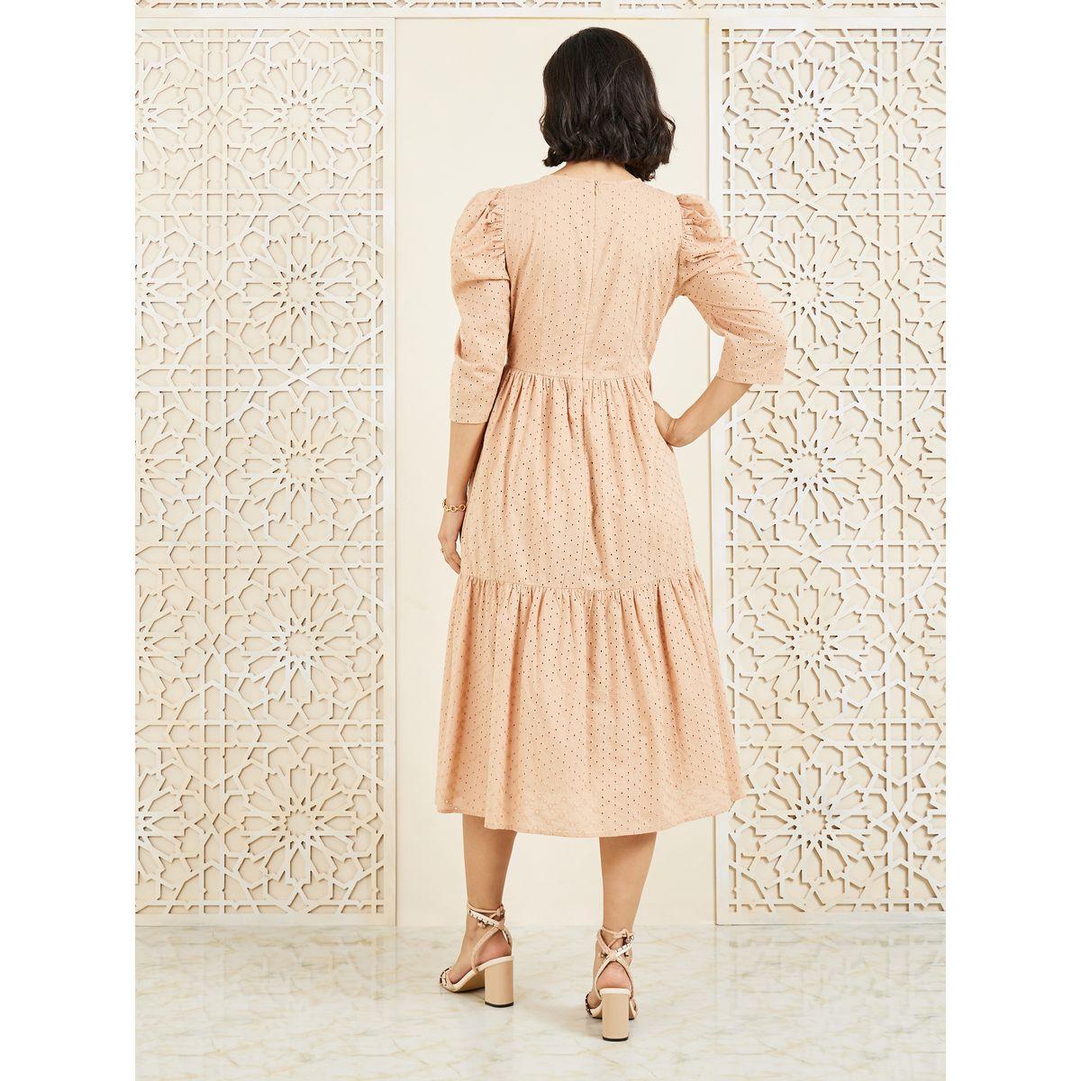 فستان ميدي بفتحات صغيرة مع كسرات-women-clothing-dresses-image-4