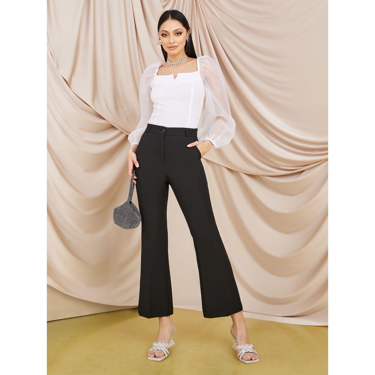 Styli Organza Sleeves V Neck Crepe Blouse -women-clothing-shirtsandblouses-blouses-image-2
