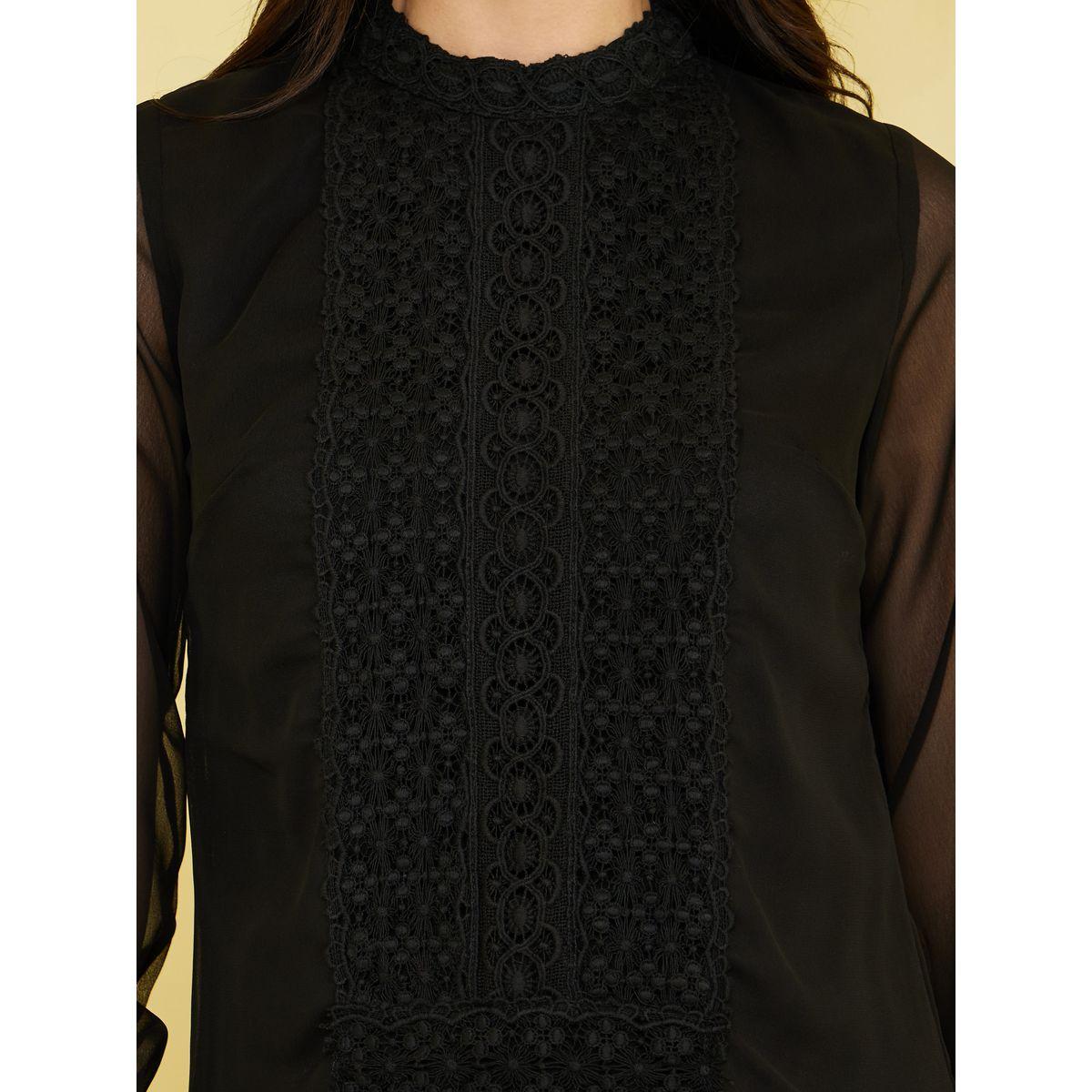 Styli High Neck Lace Front Panel Blouse -women-clothing-shirtsandblouses-blouses-image-4