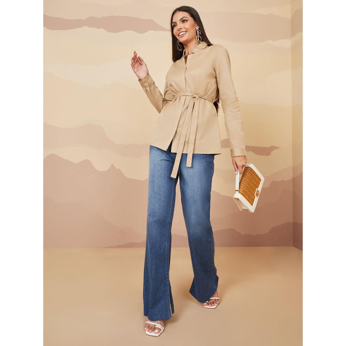 Styli Belted Linen Long Sleeves Shirt-women-clothing-shirtsandblouses-shirts-image-1