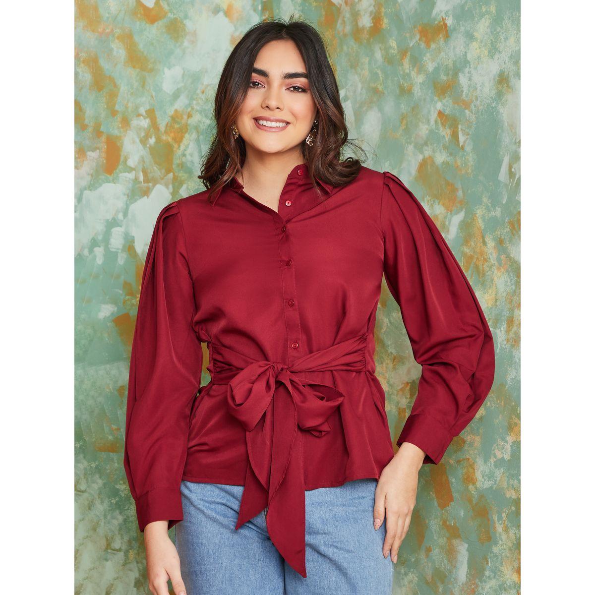 Styli Front Tie Waist Detail Regular Fit Shirt-women-clothing-shirtsandblouses-shirts-image-1