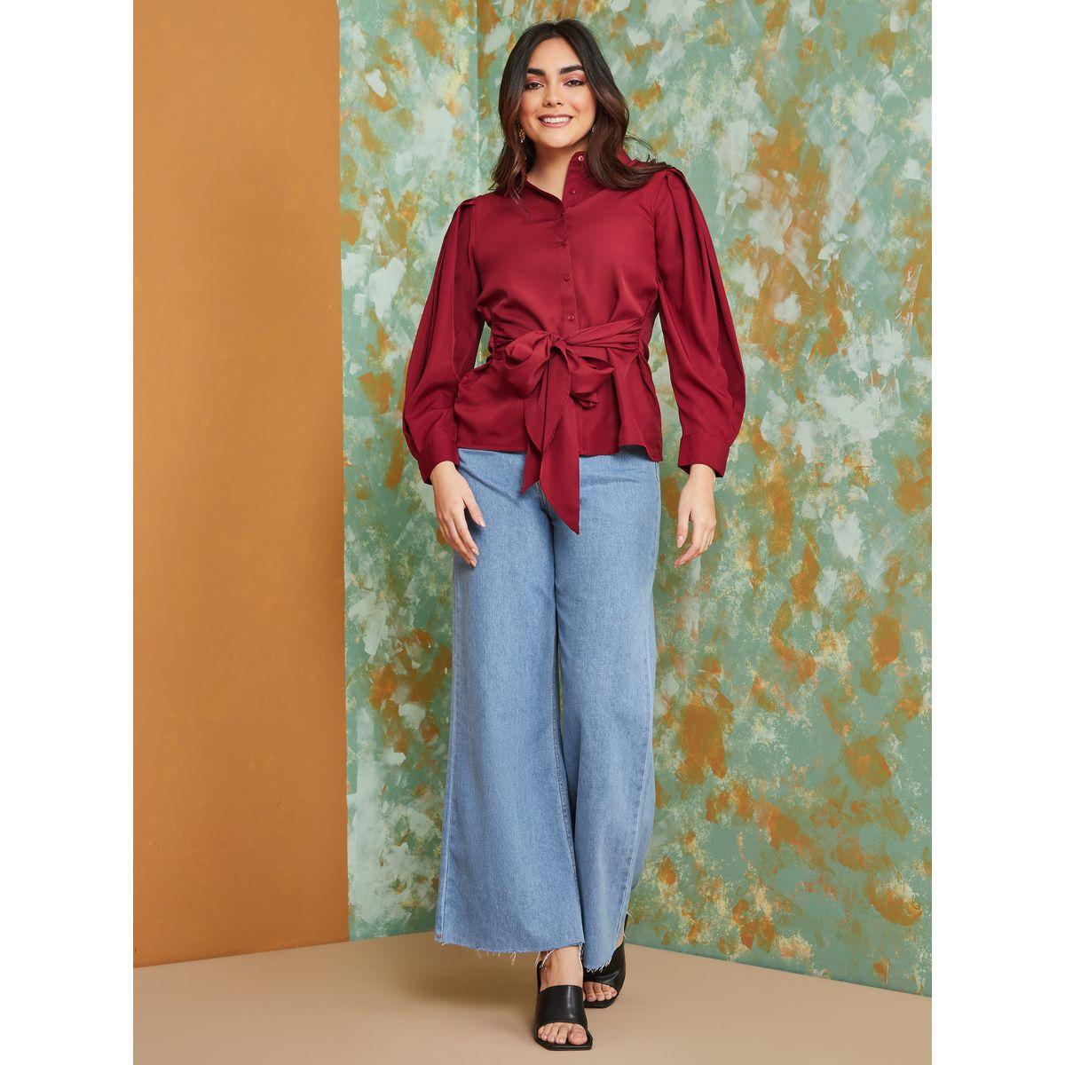 Styli Front Tie Waist Detail Regular Fit Shirt-women-clothing-shirtsandblouses-shirts-image-2