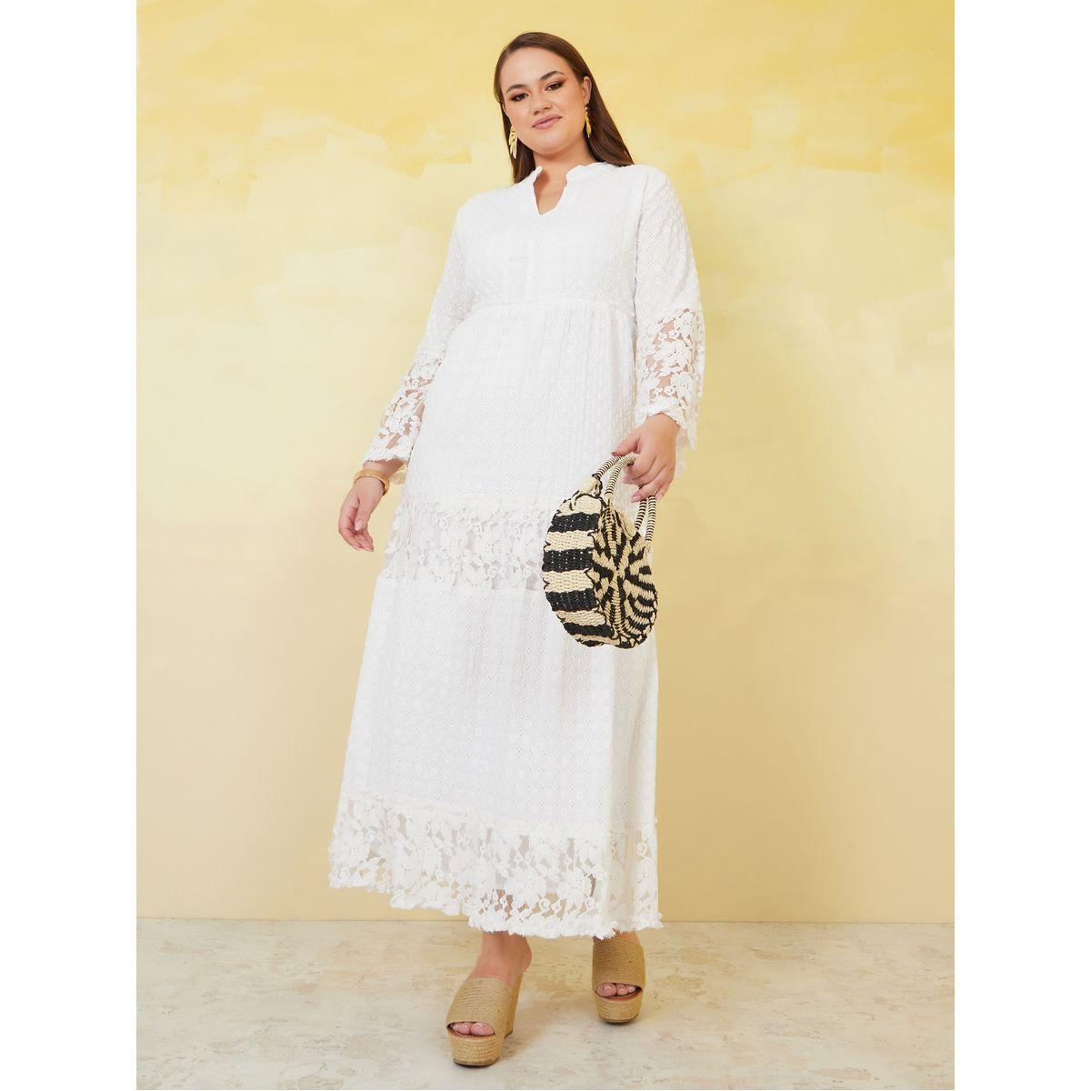 Styli Plus Schiffli Lace Insert Tiered Maxi Dress-women-clothing-dresses-image-1