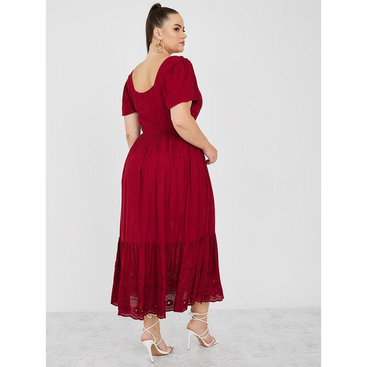 Styli Plus Square Neck Broderie Anglaise Border Maxi Dress-women-clothing-dresses-image-5