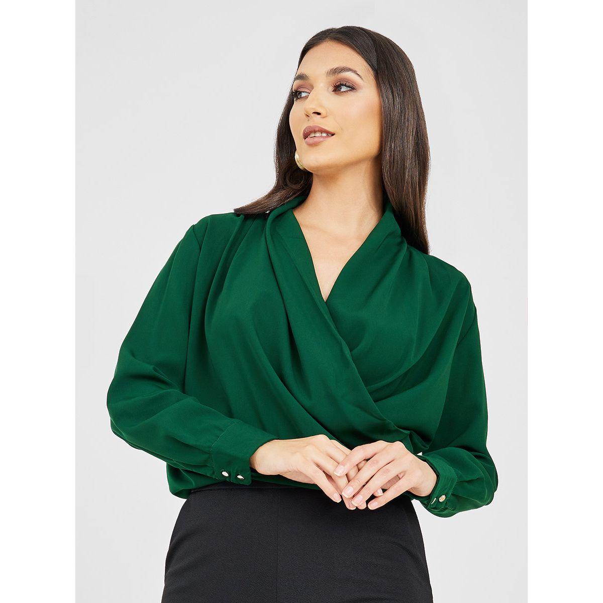 Styli Wrap Front Blouse with Button Cuff-women-clothing-shirtsandblouses-blouses-image-1