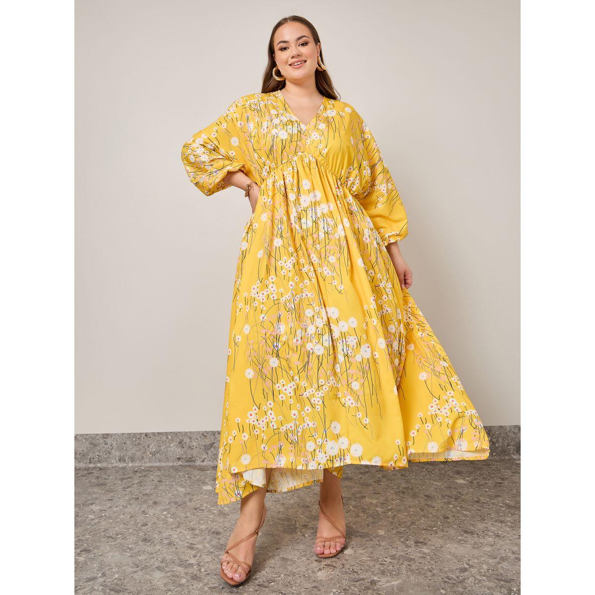 Styli Plus Floral Print Volume Sleeve Maxi Dress-women-clothing-dresses-image-1