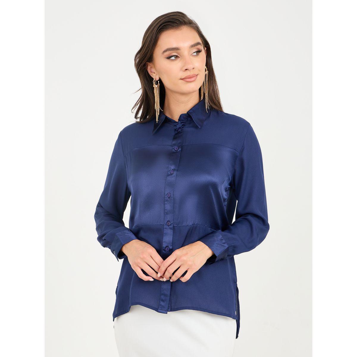 Styli Collared Button Through Sheer Shirt-women-clothing-shirtsandblouses-shirts-image-2