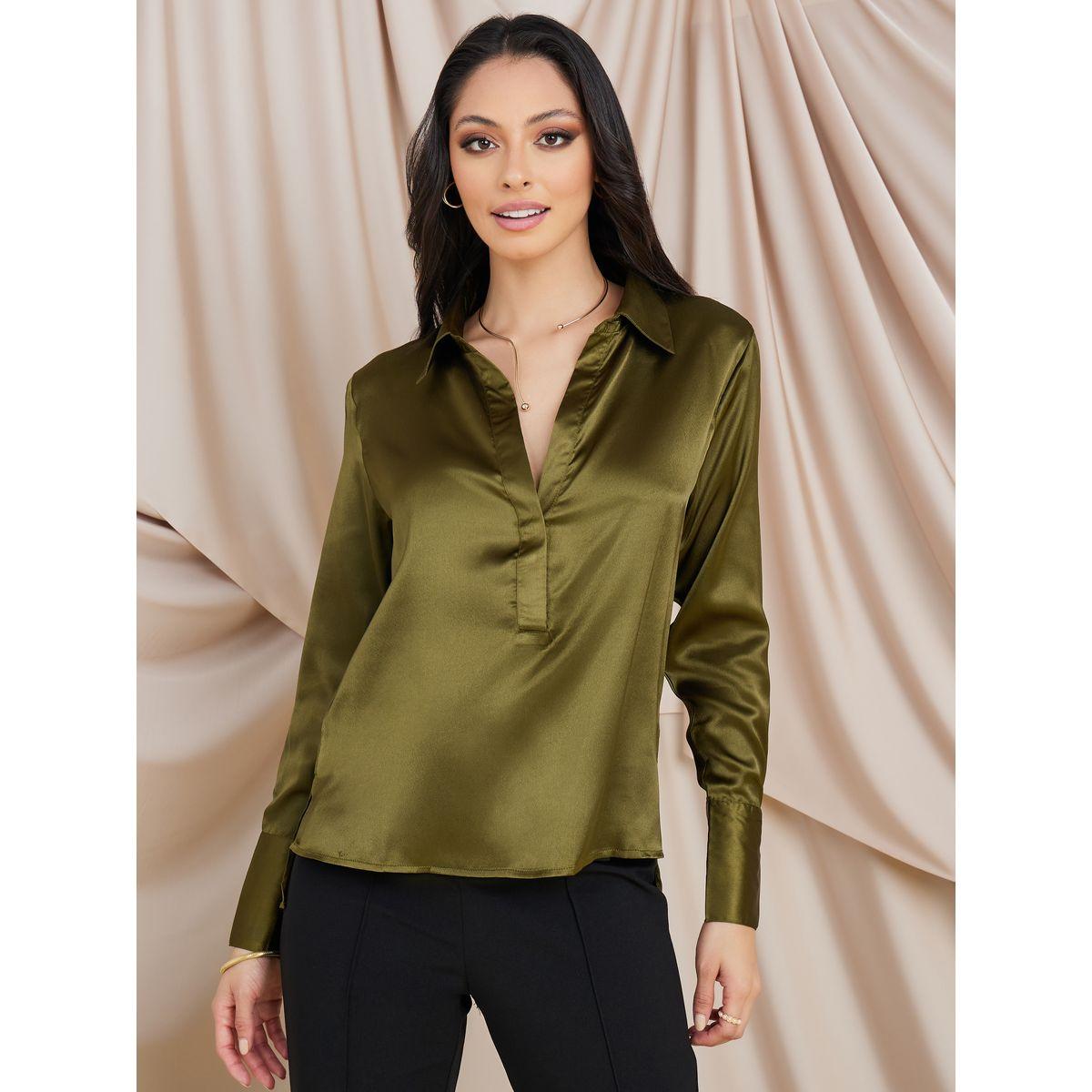 Styli Solid Satin Collared Blouse-women-clothing-shirtsandblouses-blouses-image-3