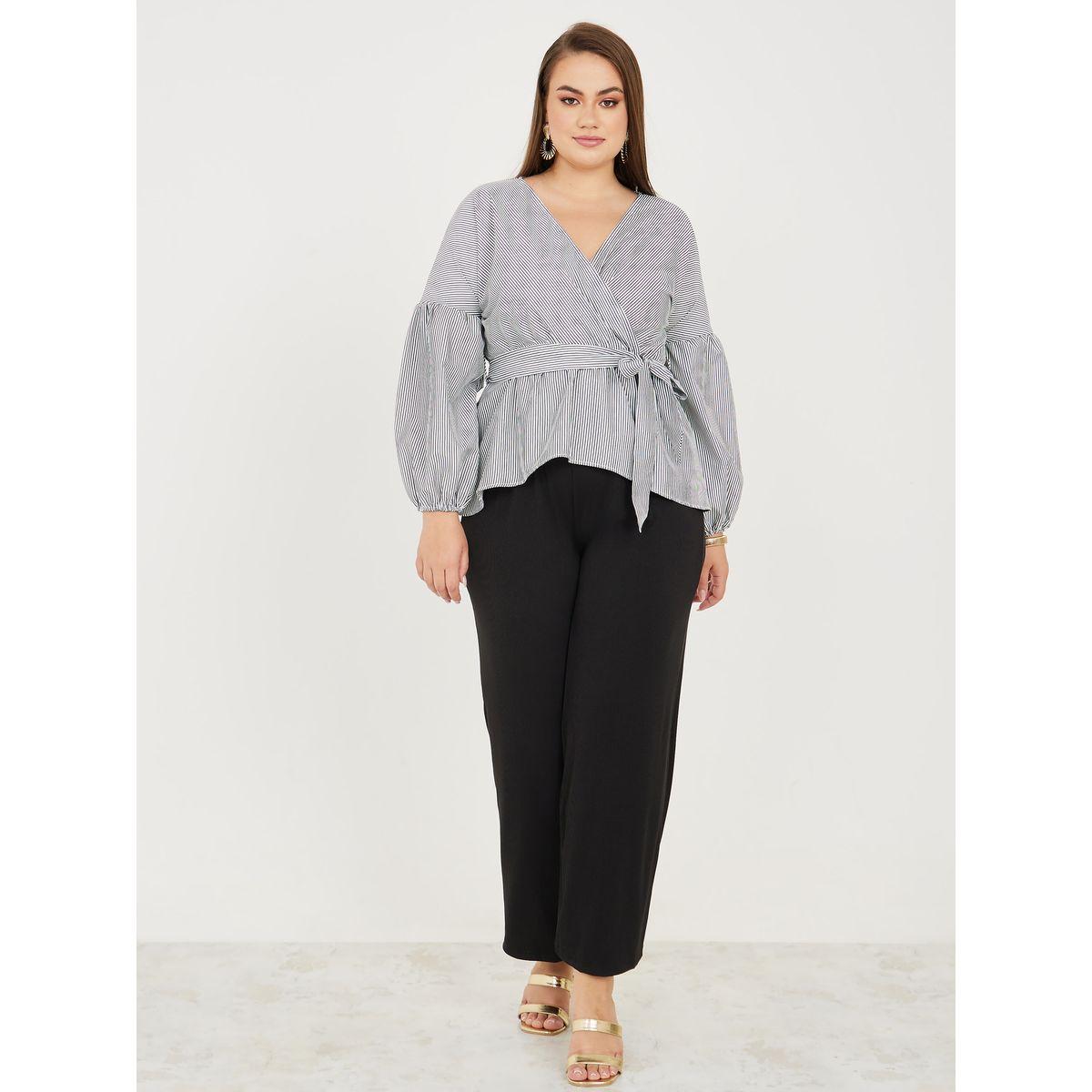 بلوزة بيبلوم منسوجة بنمط لف-women-clothing-shirtsandblouses-blouses-image-2