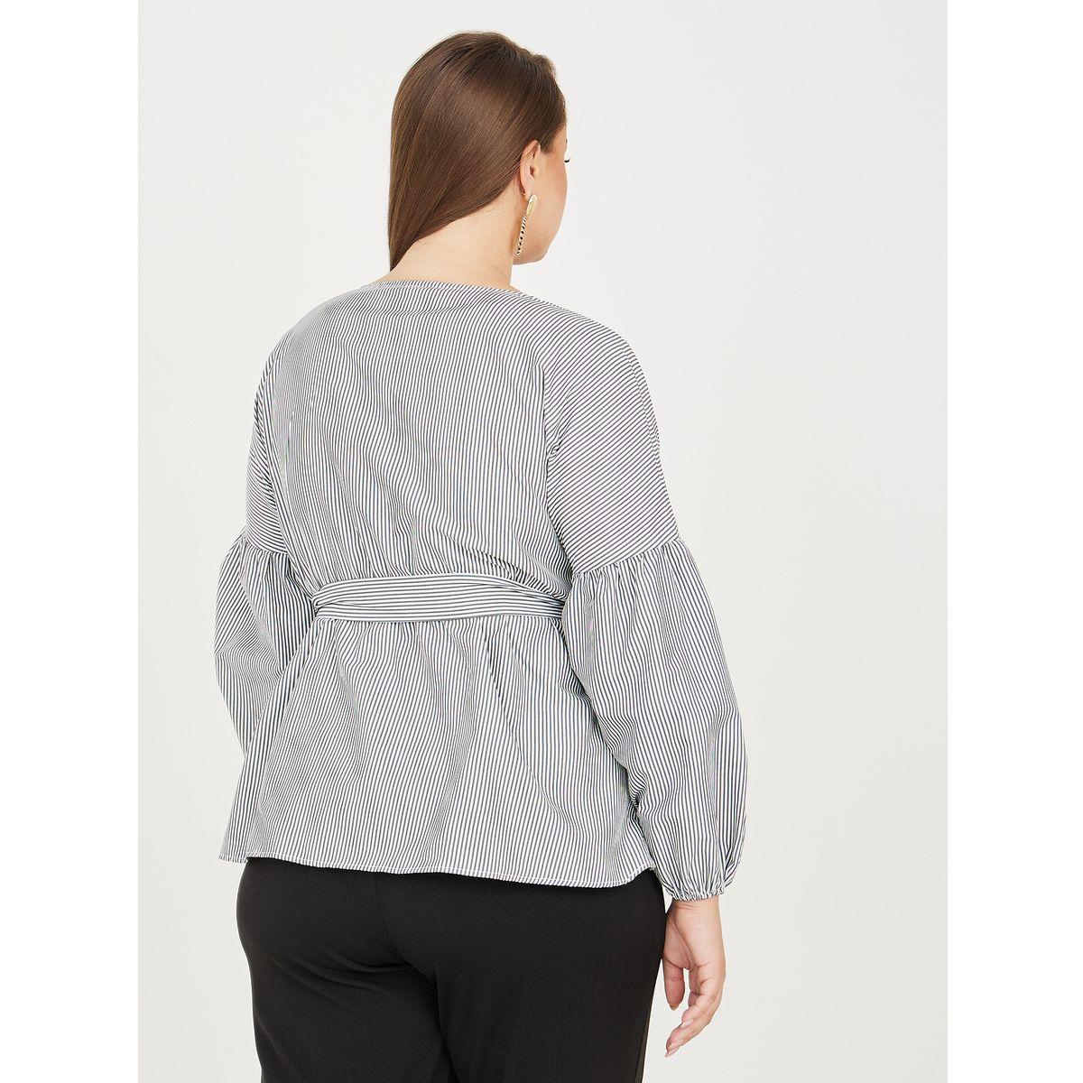 بلوزة بيبلوم منسوجة بنمط لف-women-clothing-shirtsandblouses-blouses-image-4