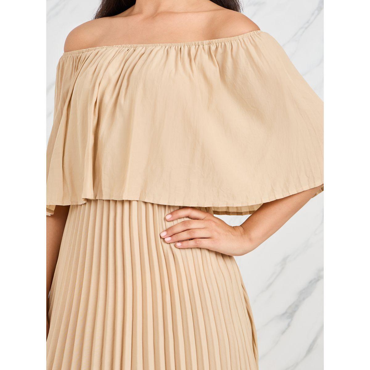 Styli Off Shoulder Cape Sleeves Accordion Pleats Maxi Dress-women-clothing-dresses-image-3