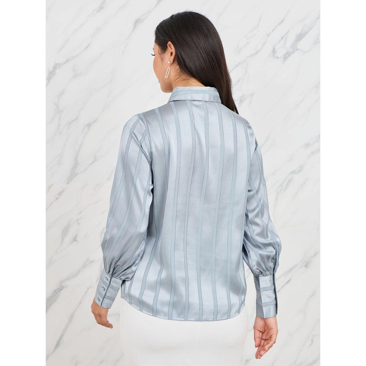 Styli Lurex Jacquard Frill Placket Shirt-women-clothing-shirtsandblouses-shirts-image-5