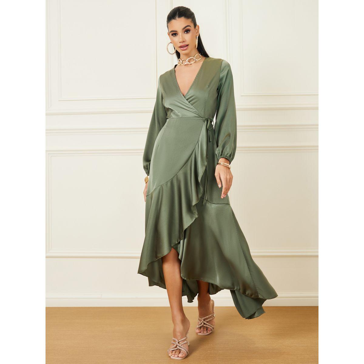 Styli Frill Hem Wrap Maxi Dress with Tie-Up-women-clothing-dresses-image-1