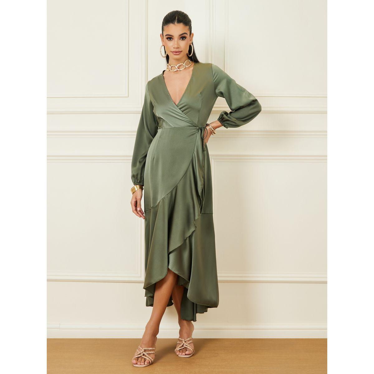 Styli Frill Hem Wrap Maxi Dress with Tie-Up-women-clothing-dresses-image-2