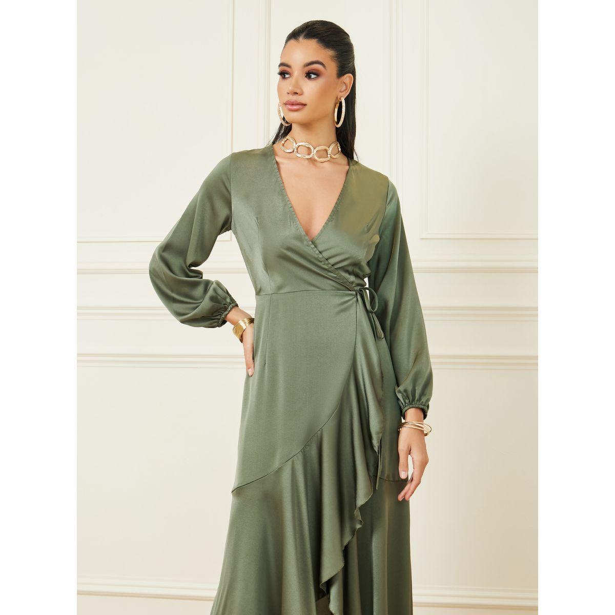 Styli Frill Hem Wrap Maxi Dress with Tie-Up-women-clothing-dresses-image-3