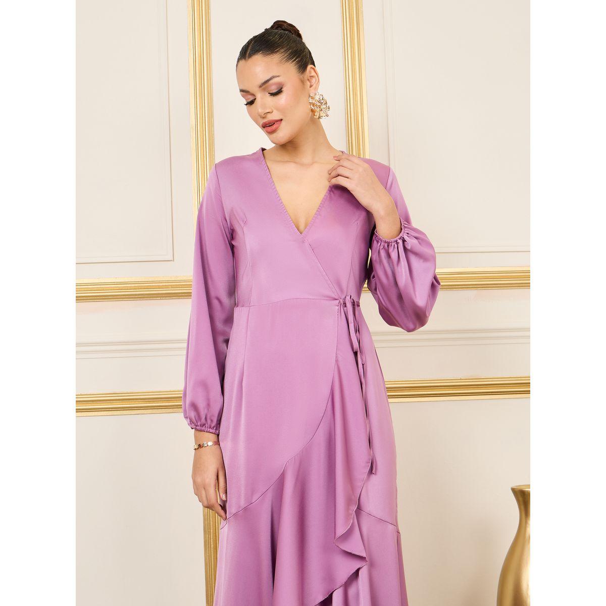 Styli Satin Frill Hem Wrap Maxi Dress-women-clothing-dresses-image-2