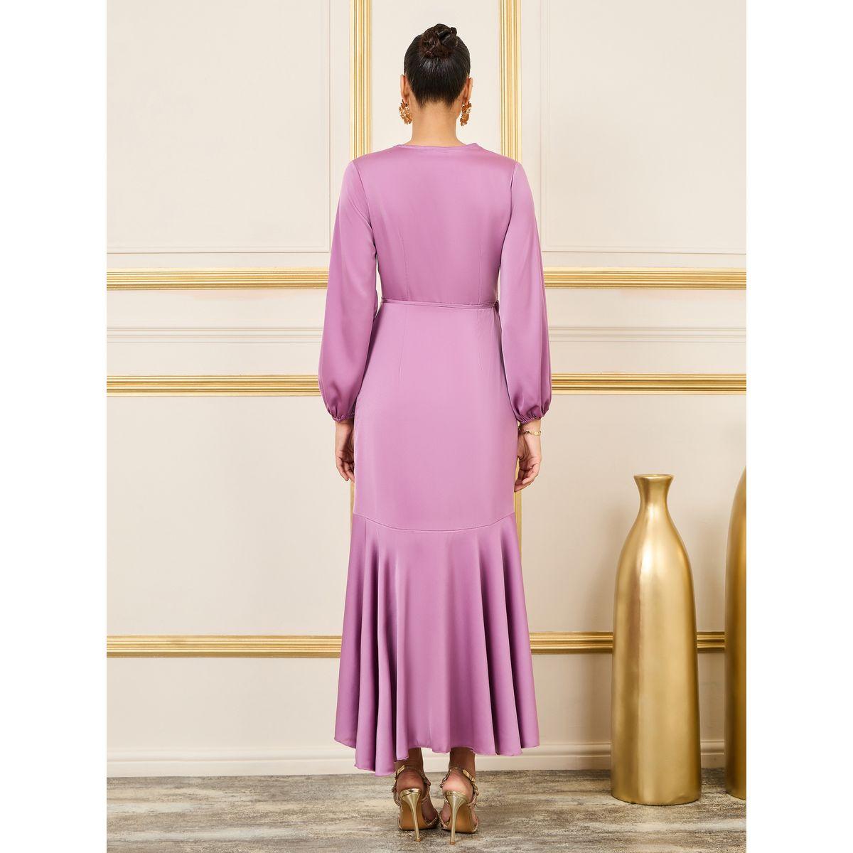 Styli Satin Frill Hem Wrap Maxi Dress-women-clothing-dresses-image-4