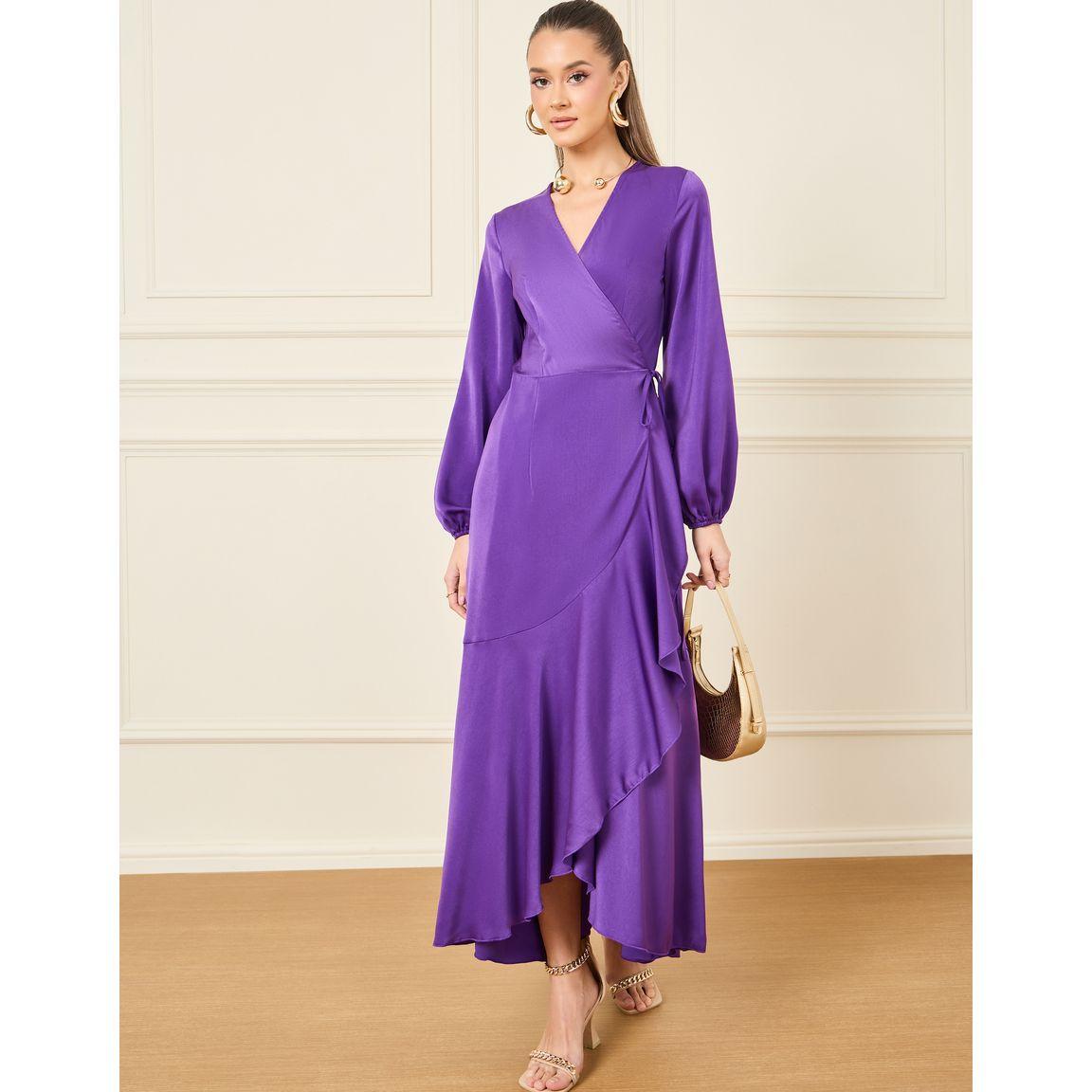 فستان طويل بنمط لف ورباط خصر-women-clothing-dresses-image-1
