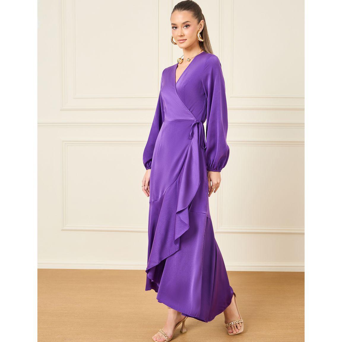 فستان طويل بنمط لف ورباط خصر-women-clothing-dresses-image-2