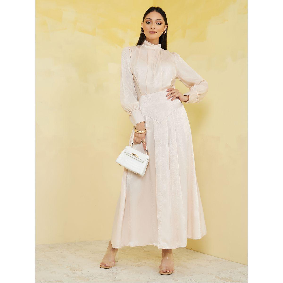 Styli High Neck A-Line Maxi Dress-women-clothing-dresses-image-1