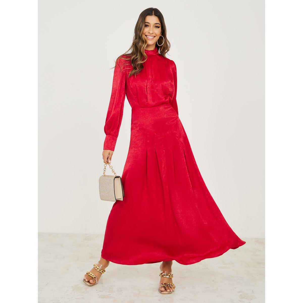 Styli High Neck A-Line Maxi Dress-women-clothing-dresses-image-1