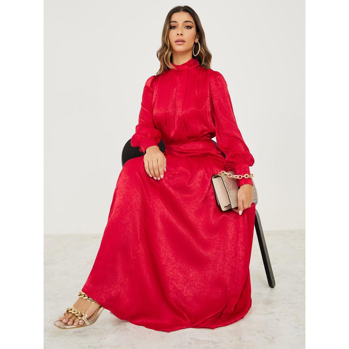Styli High Neck A-Line Maxi Dress-women-clothing-dresses-image-2