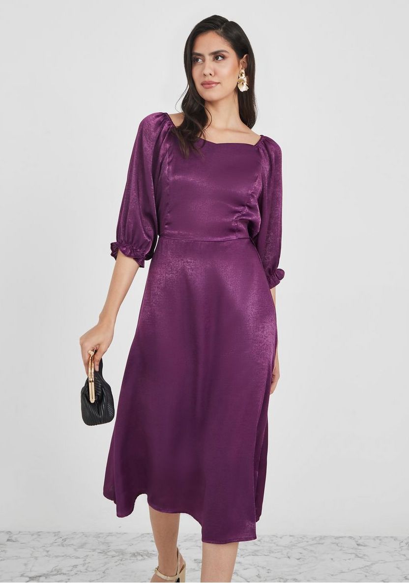 Shop Styli 3/4 Sleeves Sweetheart Neck A-Line Midi Dress Online | Centrepoint Saudi Shop Styli 3/4 Sleeves Sweetheart Neck A-Line Midi Dress Online | Centrepoint Saudi