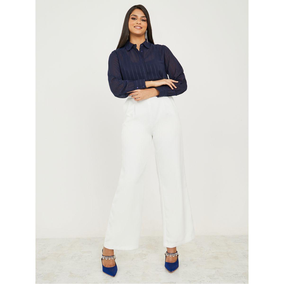 بلوزة مخططة جاكار بقصة عادية-women-clothing-shirtsandblouses-shirts-image-2