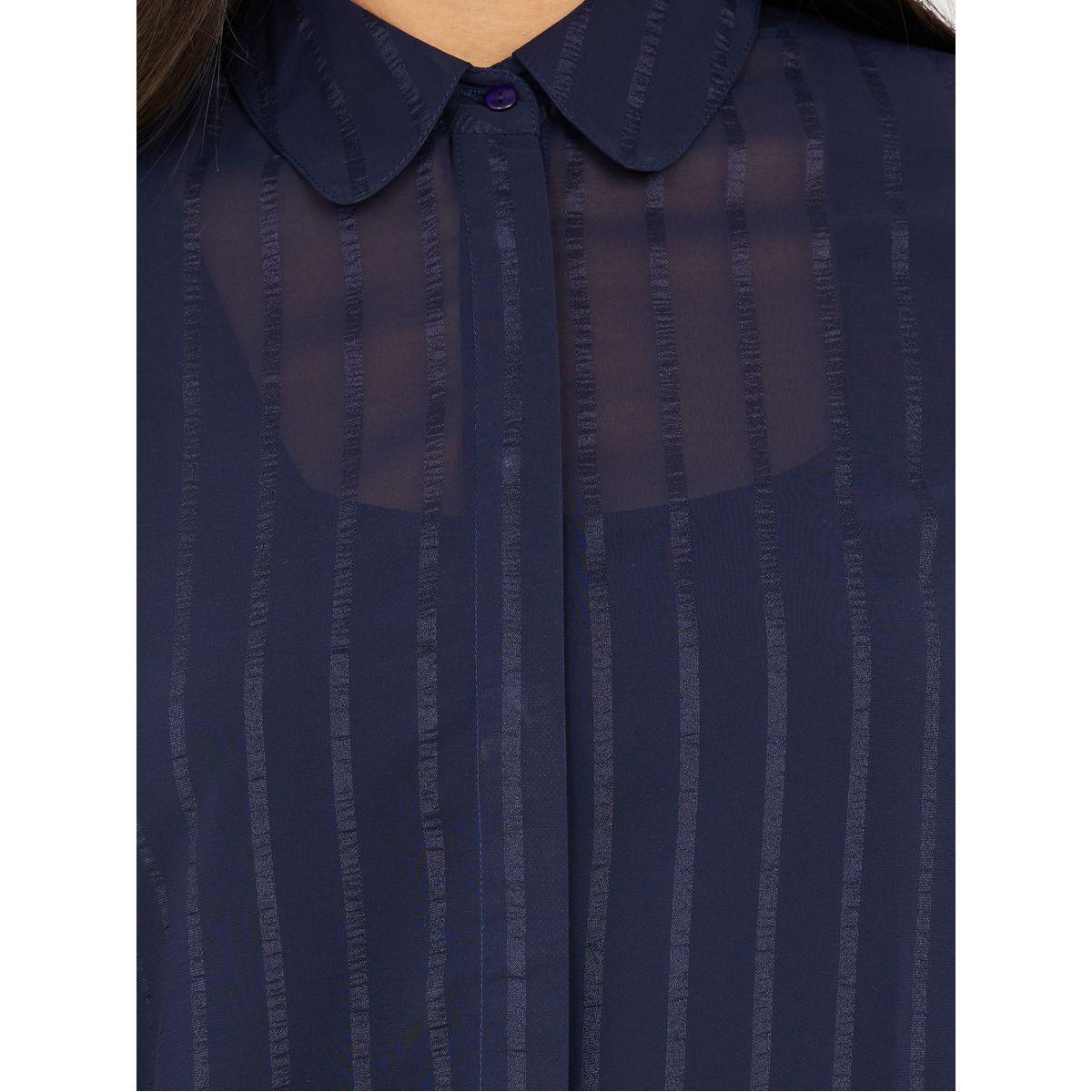 Styli Jacquard Stripe Sheer Regular Fit Shirt-women-clothing-shirtsandblouses-shirts-image-4