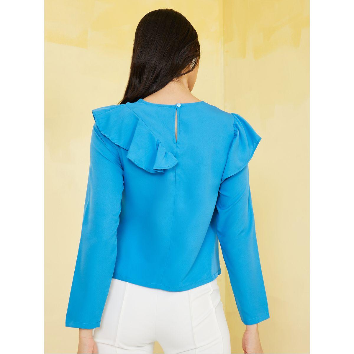 Styli Asymmetric Ruffle Round Neck Blouse-women-clothing-shirtsandblouses-blouses-image-5
