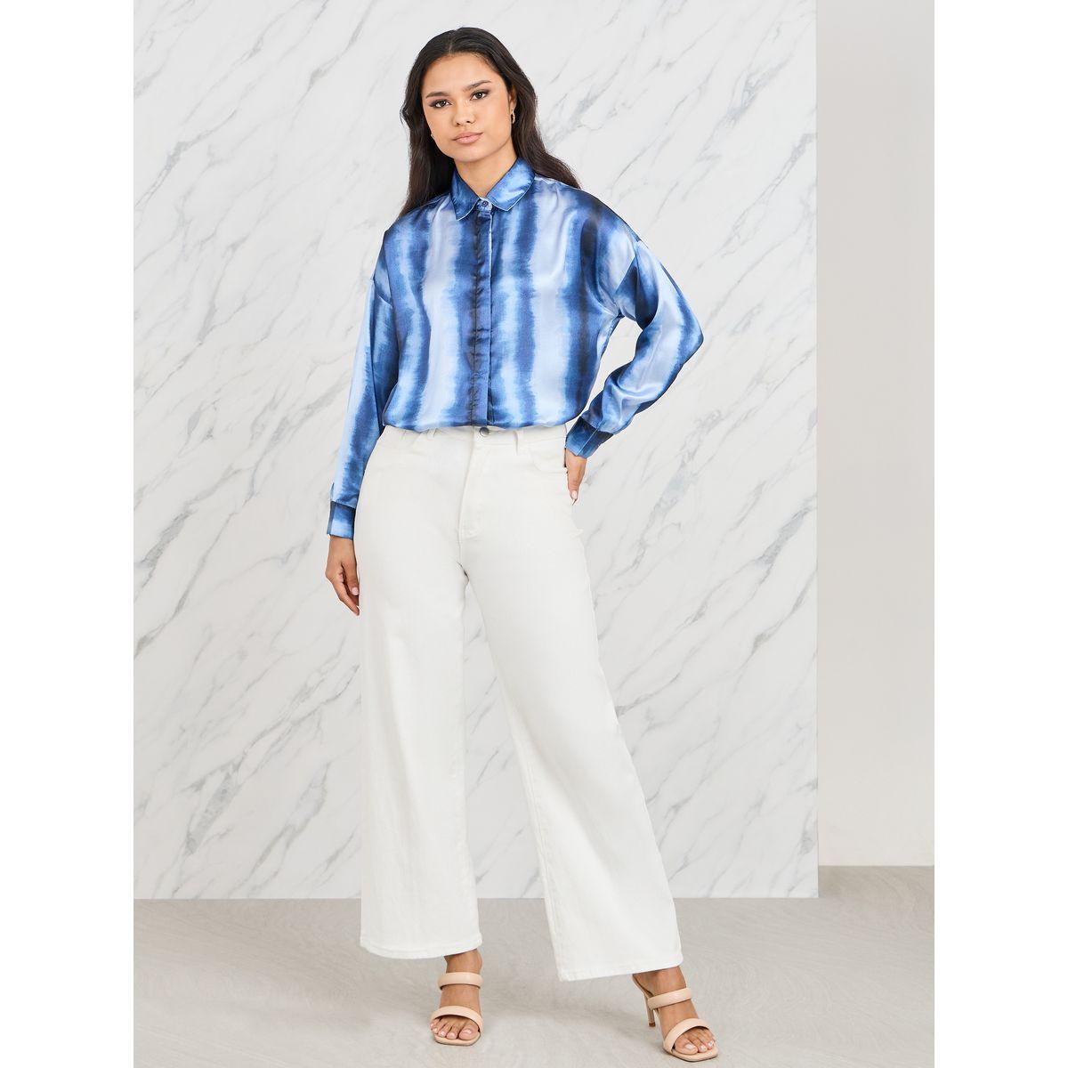 بلوزة باكتاف منخفضة وطبعة تاي داي-women-clothing-shirtsandblouses-shirts-image-3