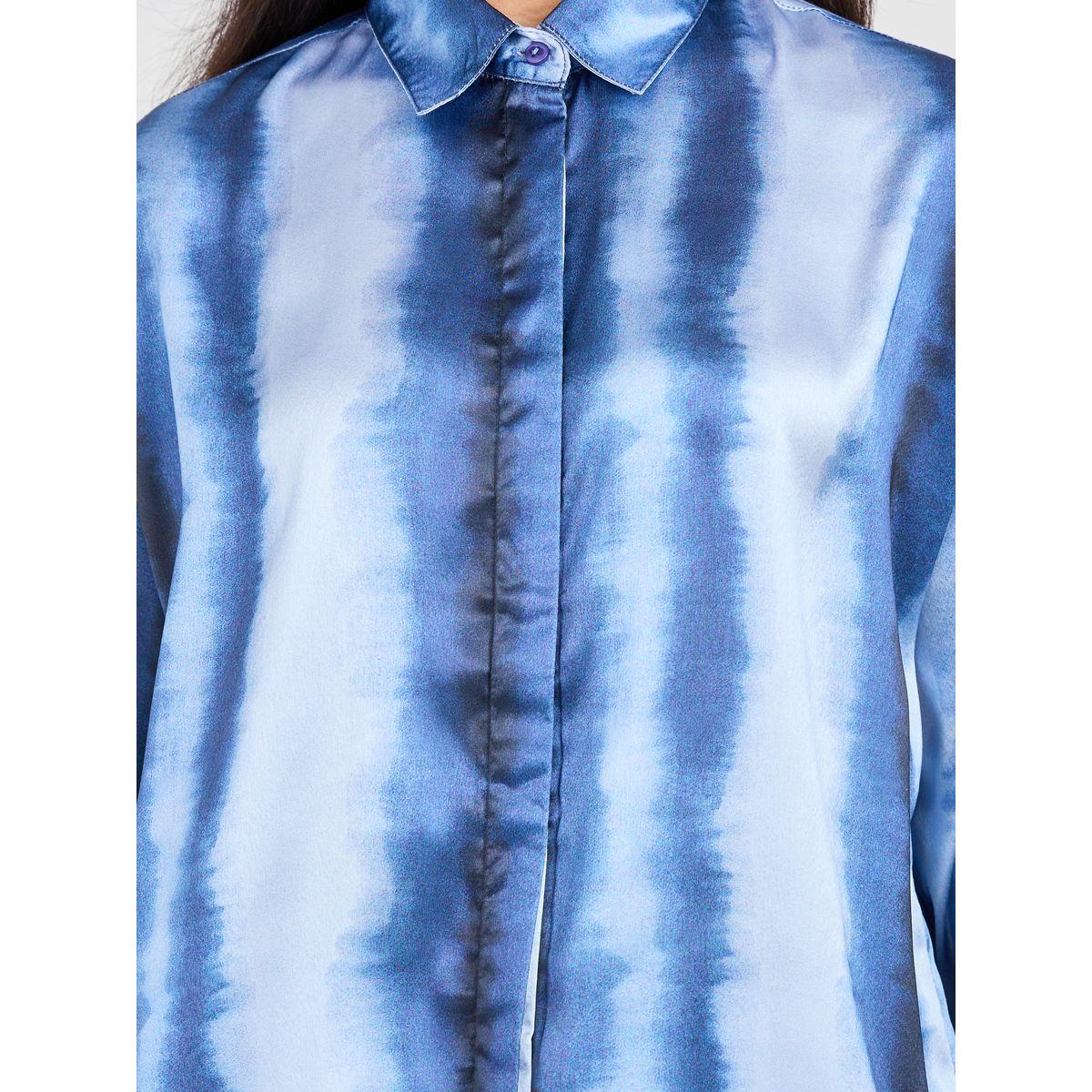 Styli Tie Dye Stripe Print Drop Shoulder Shirt-women-clothing-shirtsandblouses-shirts-image-4
