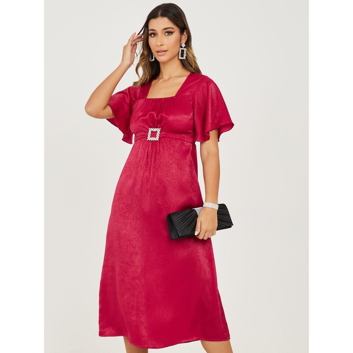 فستان ميدي منسوج مزين بحلية-women-clothing-dresses-image-2