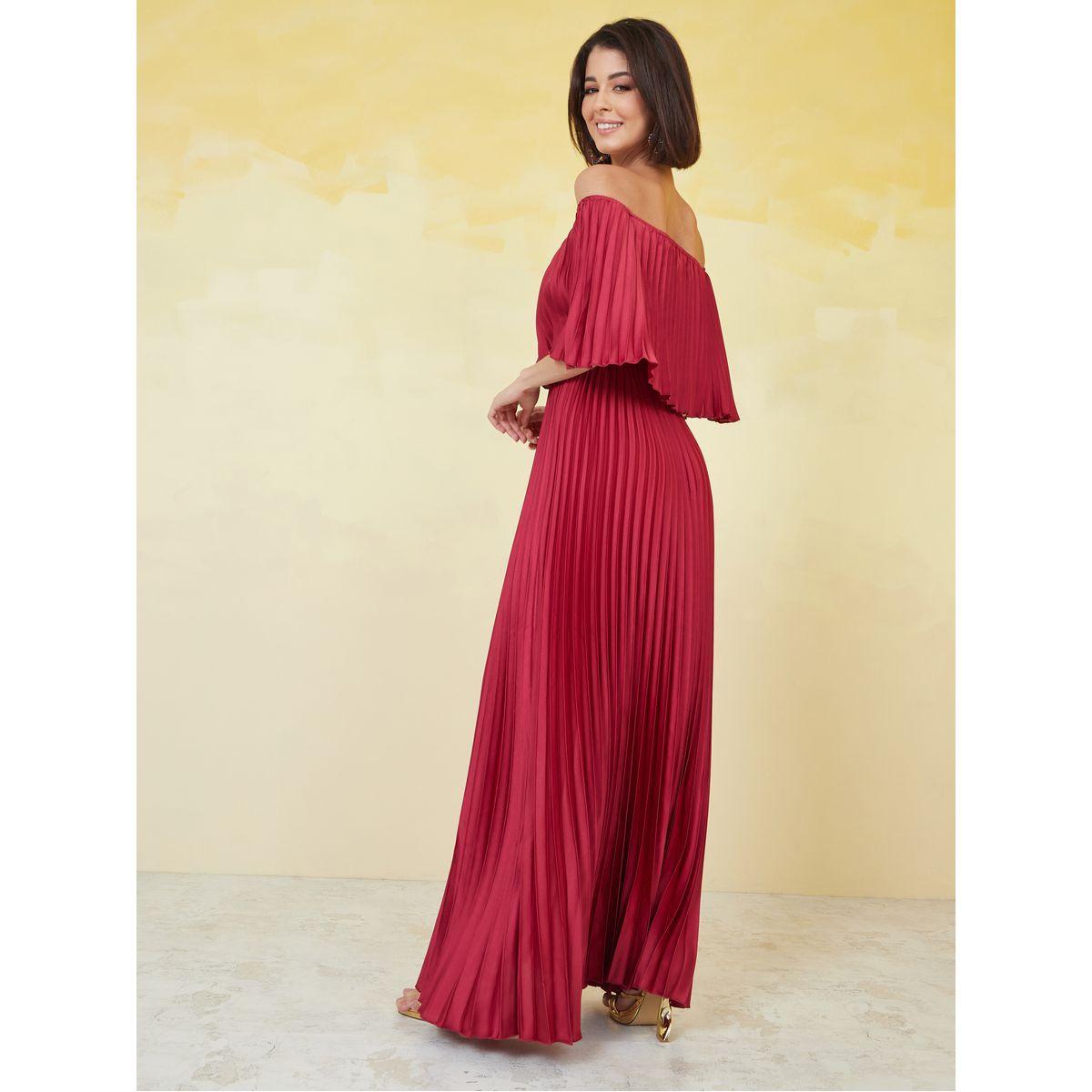 Styli Off Shoulder Pleated A-Line Maxi Dress-women-clothing-dresses-image-4