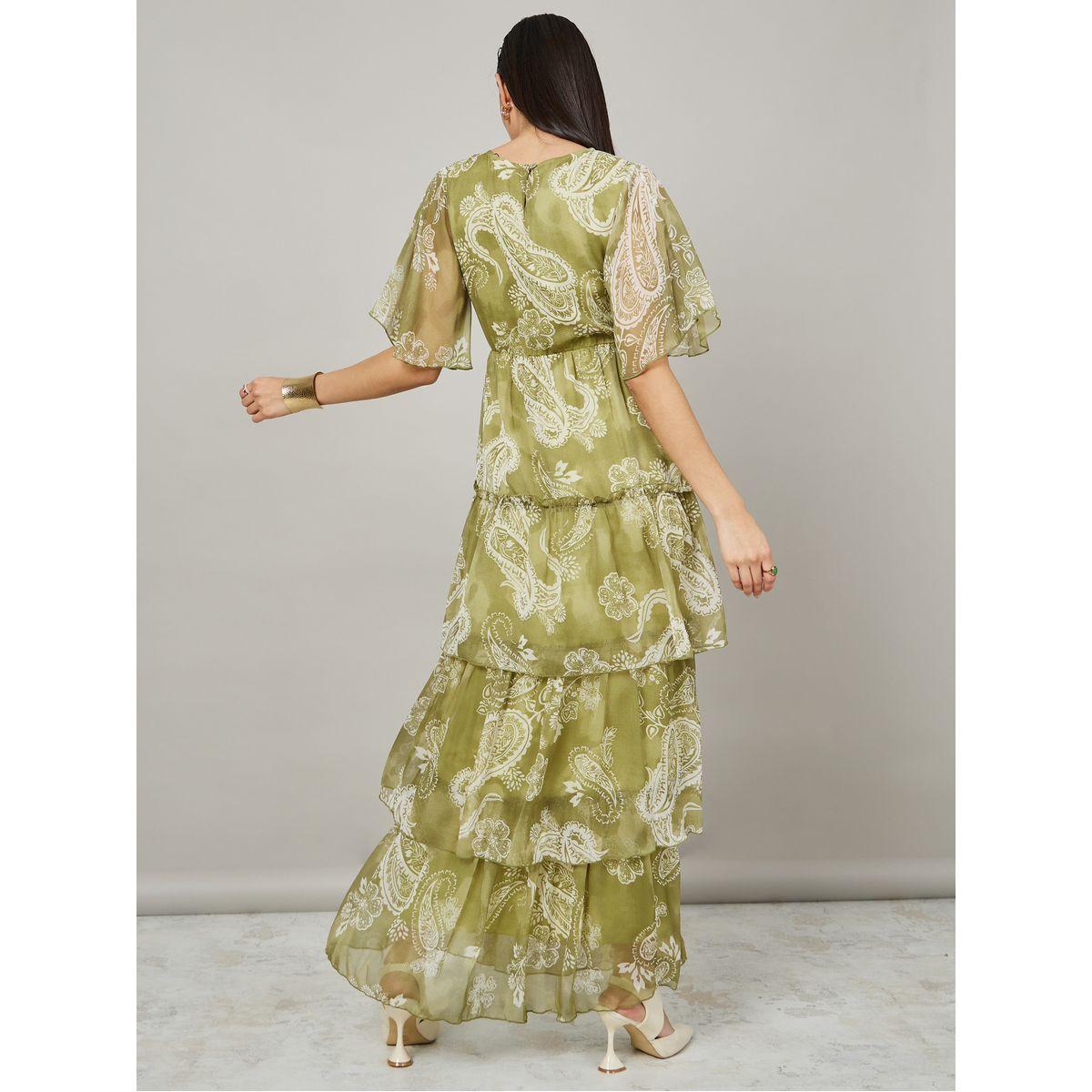 فستان طويل بكسرات واكمام قصيرة-women-clothing-dresses-image-4