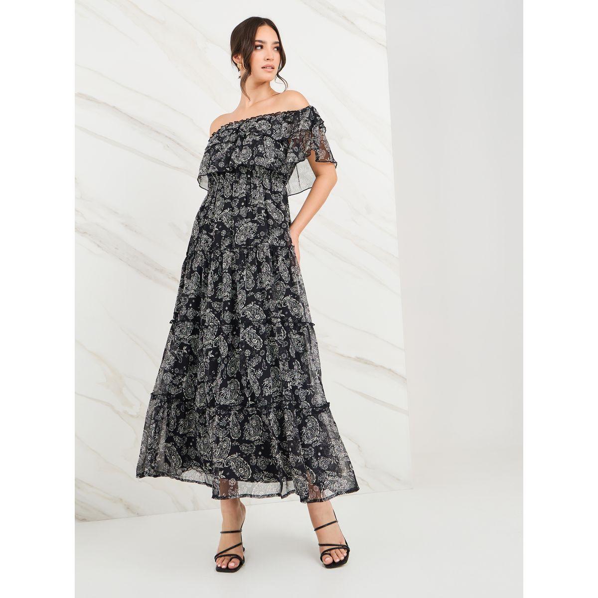 Styli Off Shoulder Paisley Print Tiered Maxi Dress-women-clothing-dresses-image-2