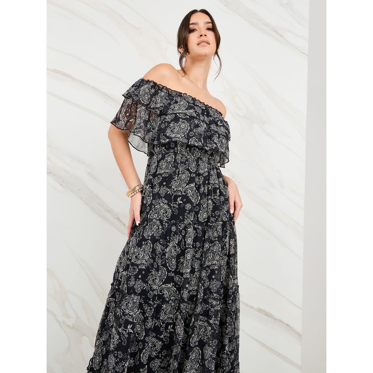 Styli Off Shoulder Paisley Print Tiered Maxi Dress-women-clothing-dresses-image-3
