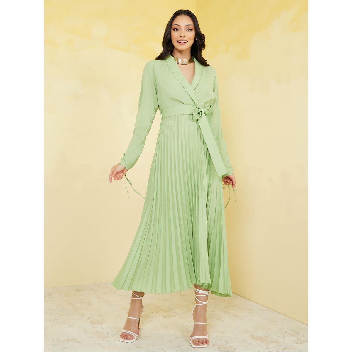 Styli Accordion Pleated Wrap Maxi Dress-women-clothing-dresses-image-1