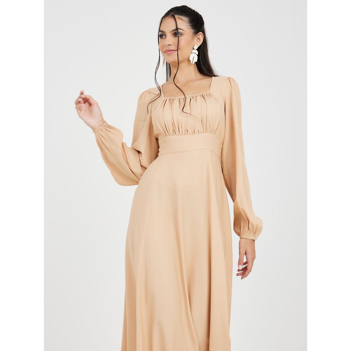 Styli Gathered Detail A-Line Maxi Dress-women-clothing-dresses-image-1