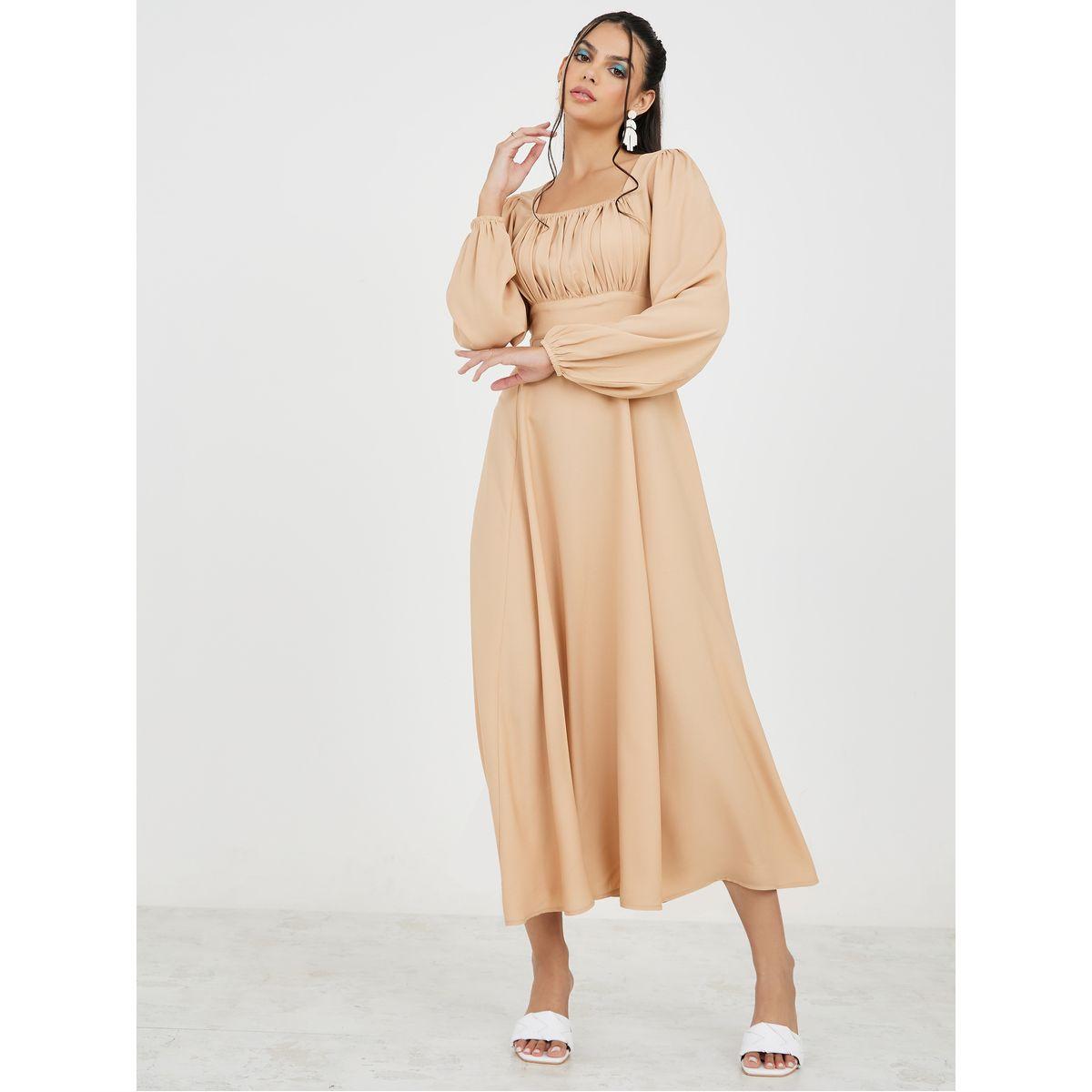 Styli Gathered Detail A-Line Maxi Dress-women-clothing-dresses-image-2