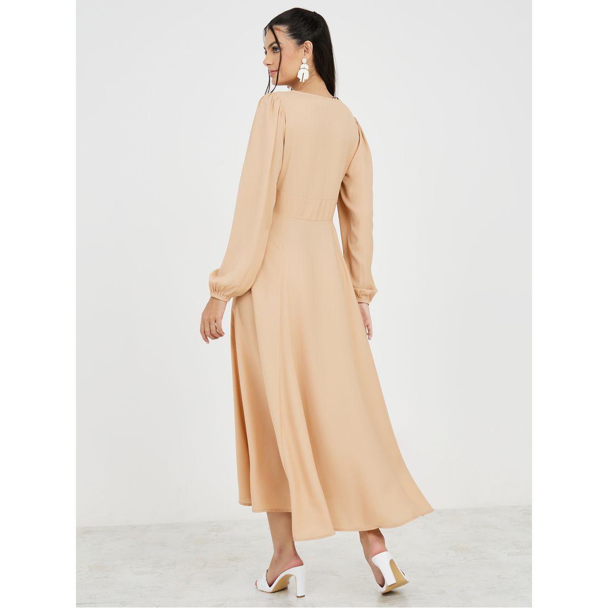 Styli Gathered Detail A-Line Maxi Dress-women-clothing-dresses-image-4