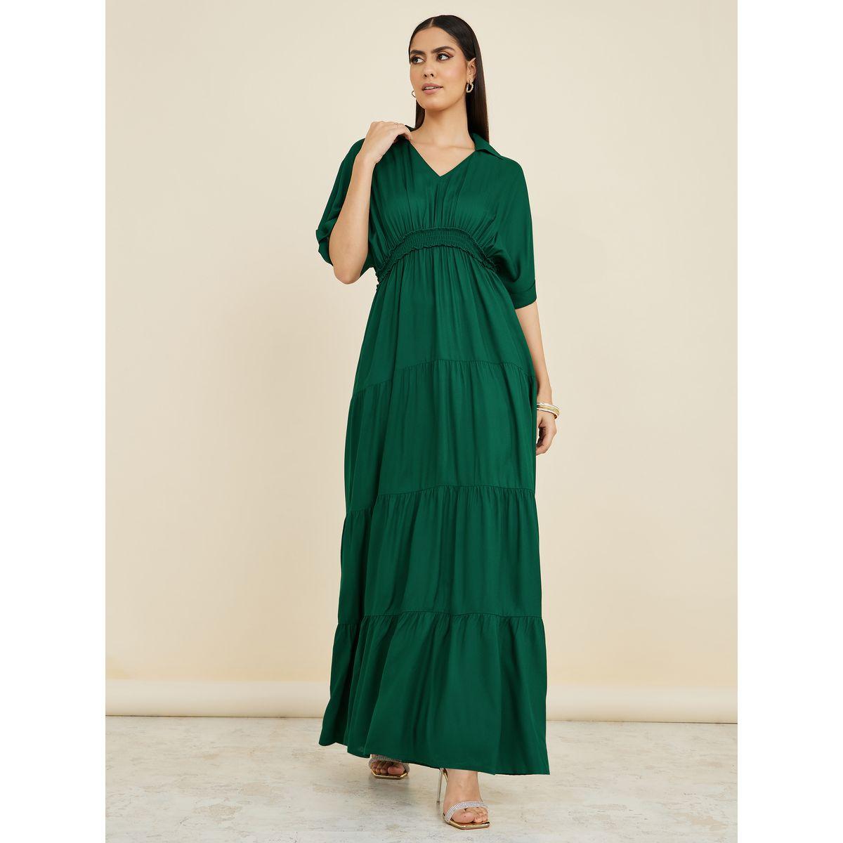 Styli Roll Up Sleeves Collared Tiered Maxi Dress-women-clothing-dresses-image-1